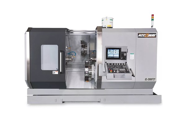 Accuway UZ-2000T2Y CNC Lathe Two Turret – Two Spindle